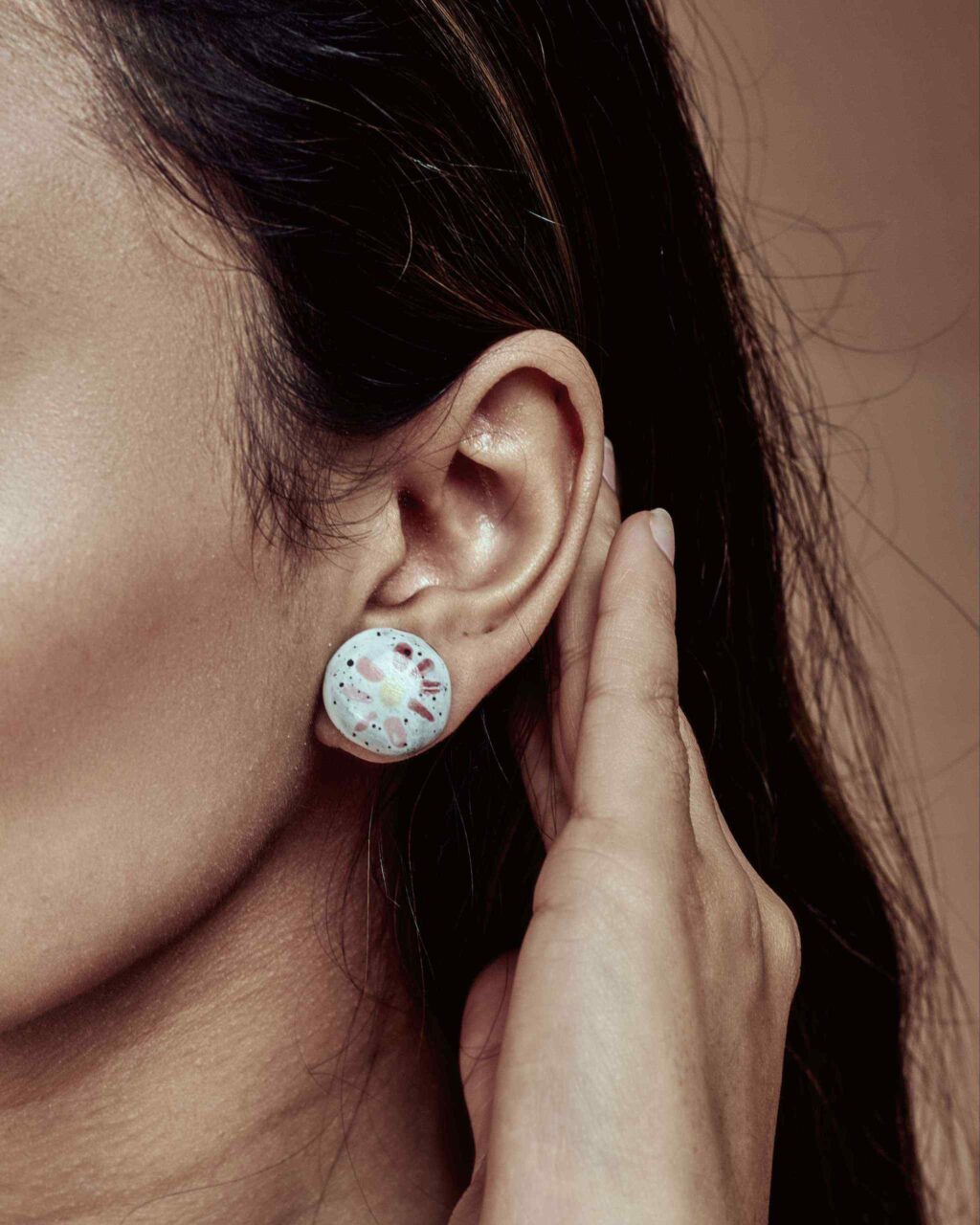 Lucky Peach Ceramic Earrings
