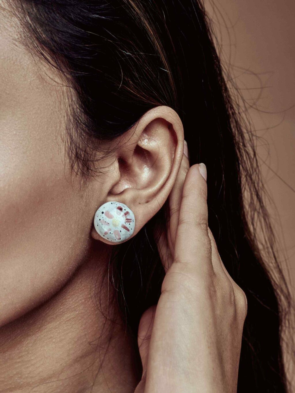 Lucky Peach Ceramic Earrings